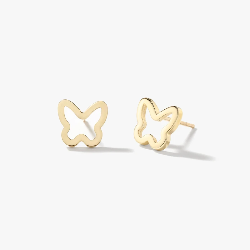Butterfly Stud Earrings in 10K Yellow Gold