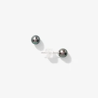 5-5.5mm Black Cultured Pearl Stud Earrings in 14K White Gold