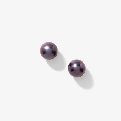 8-8.5mm Black Peacock Pearl Stud Earrings in 14K Yellow Gold