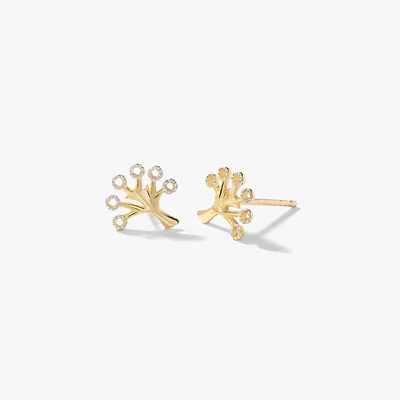 Tree of Life Stud Earrings in 10K Yellow and White Gold