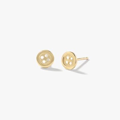 Button Stud Earrings in 10K Yellow Gold