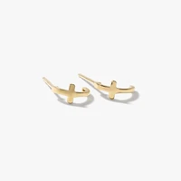 Cross Earrings in 10K Yellow Gold