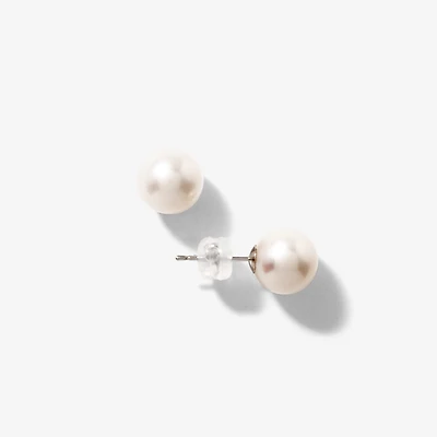 8-8.5mm Pearl Stud Earrings in 14K White Gold