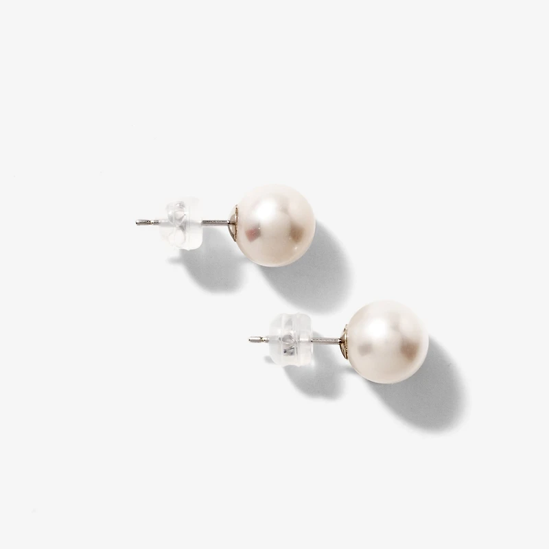 8-8.5mm Pearl Stud Earrings in 14K White Gold