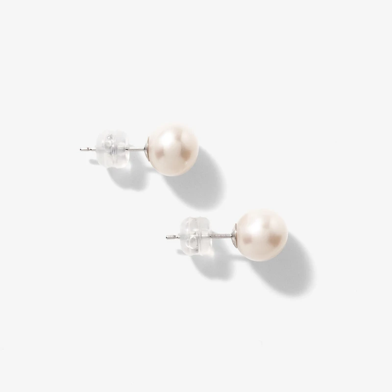 7-7.5mm Pearl Stud Earrings in 14K White Gold