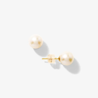8-8.5mm Pearl Stud Earrings in 14K Yellow Gold