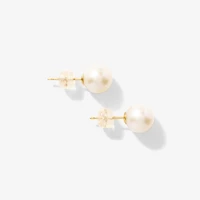 8-8.5mm Pearl Stud Earrings in 14K Yellow Gold