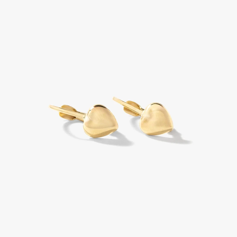 Heart Leverback Earrings in 10K Yellow Gold