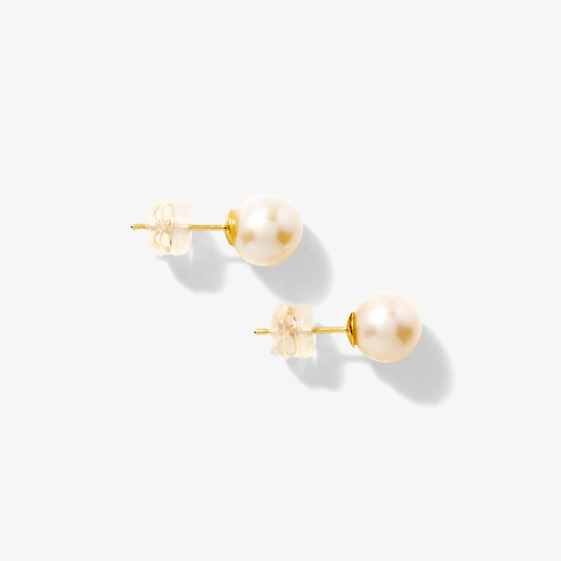 7-7.5mm Pearl Stud Earrings in 14K Yellow Gold