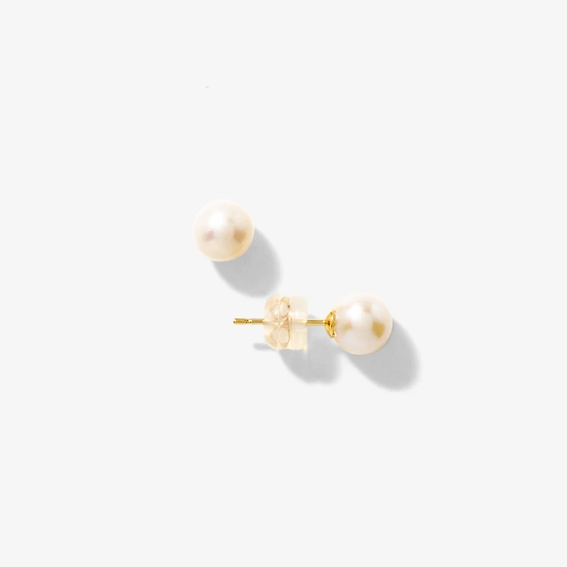 6-6.5mm Pearl Stud Earrings in 14K Yellow Gold
