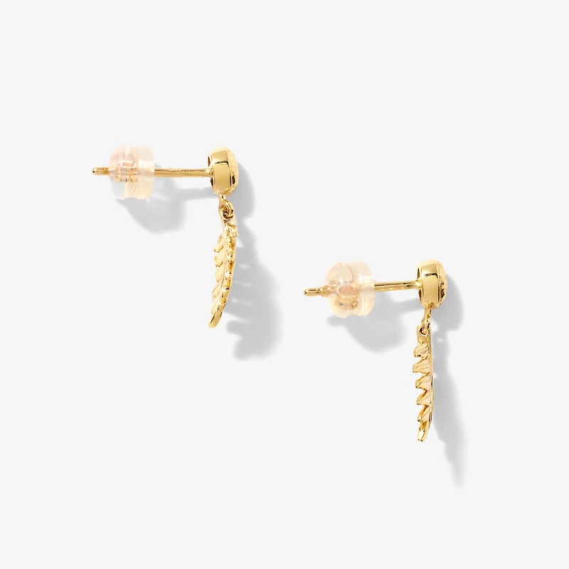Leaf Dangle Earrings in 10K Yellow Gold