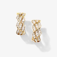 Diamond Wavy Hook Earrings in 10K Yellow Gold (1.00 ct tw)
