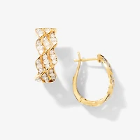 Diamond Wavy Hook Earrings in 10K Yellow Gold (1.00 ct tw)