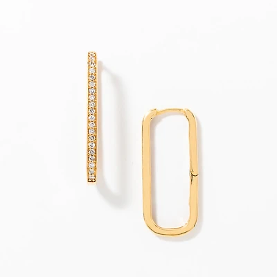 Long Hoop Diamond Earrings in 10K Yellow Gold (0.40 ct tw)