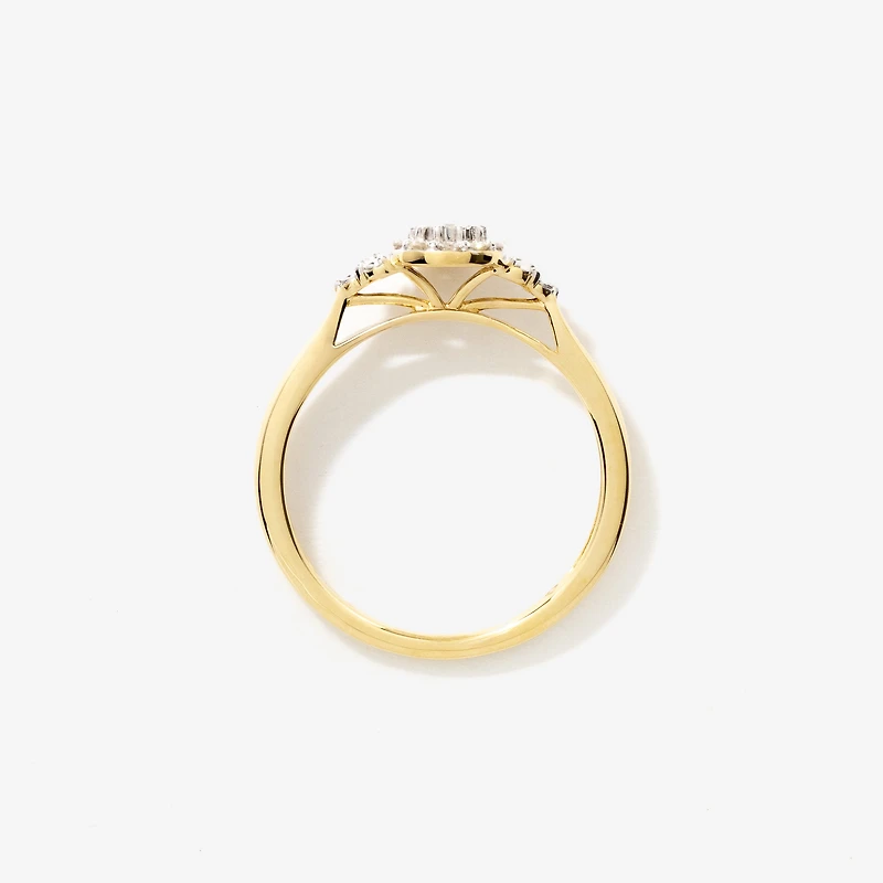 Diamond Cluster Ring 10K Yellow Gold (0.14 ct tw)