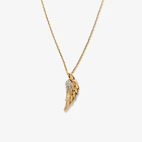 Diamond Angel Wing Necklace in 10K Yellow Gold (0.02 ct tw)
