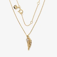 Diamond Angel Wing Necklace in 10K Yellow Gold (0.02 ct tw)