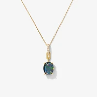 Doublet Opal Necklace in 10K Yellow Gold