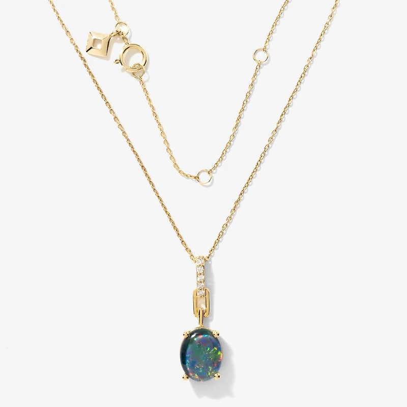 Doublet Opal Necklace in 10K Yellow Gold