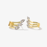 Diamond Cluster Hook Earrings in 10K Yellow and White Gold (0.07 ct tw