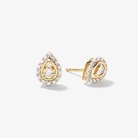Pear Shape Diamond Halo Stud Earrings in 10K Yellow Gold (0.20 ct tw)
