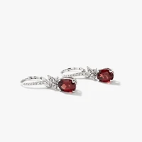 Garnet Earrings in 10K White Gold