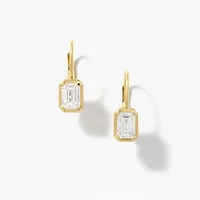 Lab Grown Emerald Shape Diamond Earrings in 10K Yellow Gold (1.50 ct t