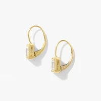 Lab Grown Emerald Shape Diamond Earrings in 10K Yellow Gold (1.50 ct t