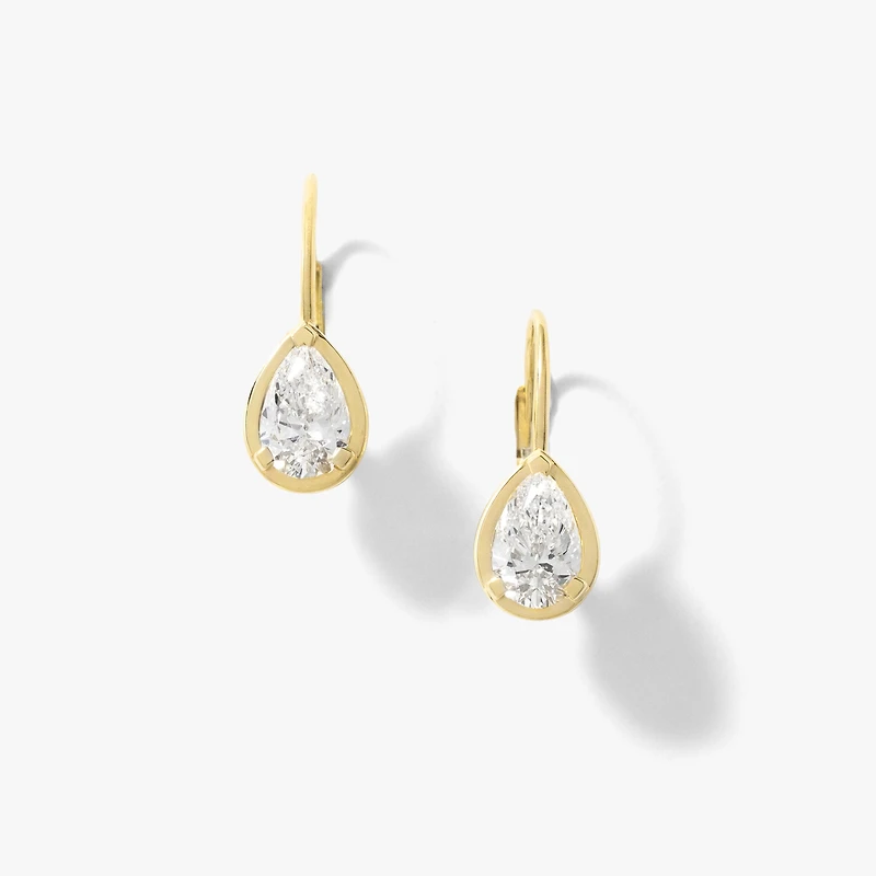 Lab Grown Pear Shape Diamond Earrings in 10K Yellow Gold (1.50 ct tw)