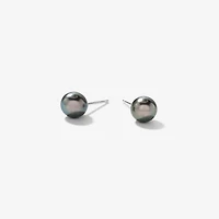 5-5.5mm Black Cultured Pearl Stud Earrings in 14K White Gold