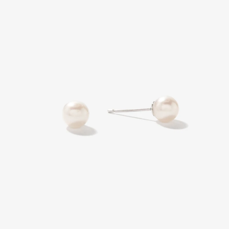 5-5.5mm Cultured Pearl Stud Earrings in 14K White Gold