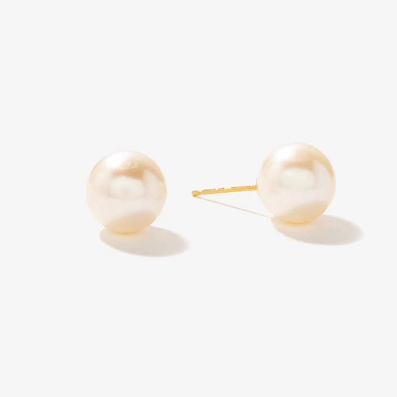 8.5-9mm Pearl Stud Earrings in 14K Yellow Gold
