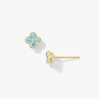 Blue Topaz Flower Earring in 10K Yellow Gold