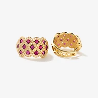 Ruby and Diamond Cluster Earrings in 10K Yellow Gold