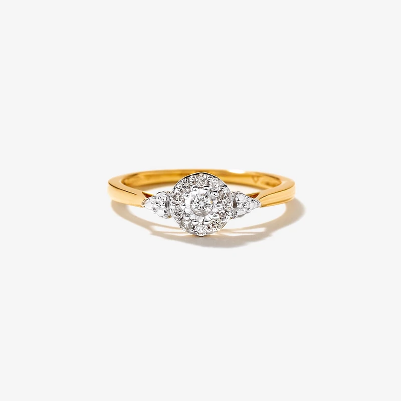 Diamond Cluster Ring 10K Yellow Gold (0.14 ct tw)
