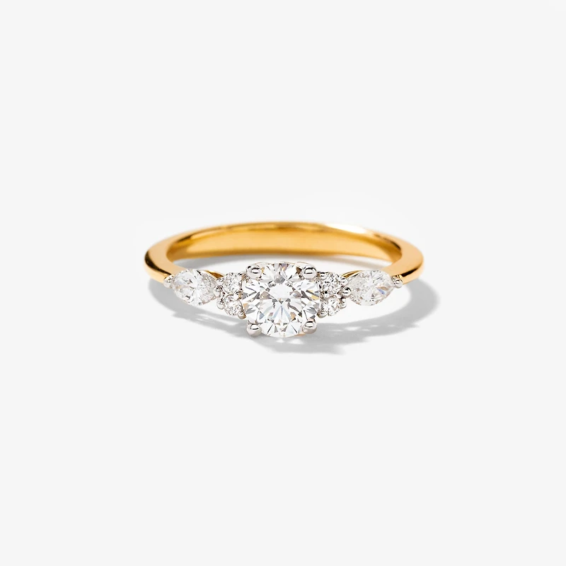 Lab Grown Round Cut Diamond Engagement Ring 14K Yellow Gold (0.77 c
