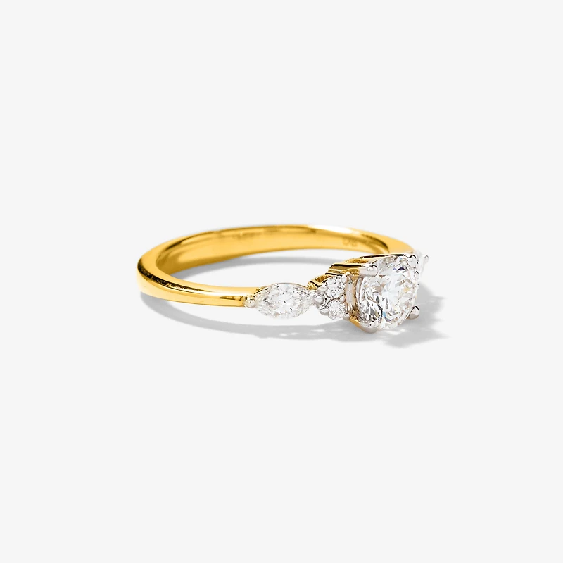 Lab Grown Round Cut Diamond Engagement Ring 14K Yellow Gold (0.77 c