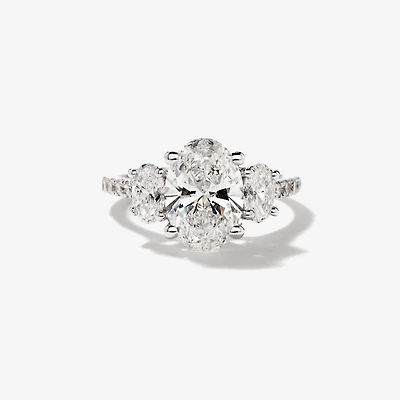 Lab Grown Oval Cut Diamond Engagement Ring 14K White Gold (2.85 ct