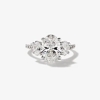Lab Grown Oval Cut Diamond Engagement Ring 14K White Gold (2.85 ct