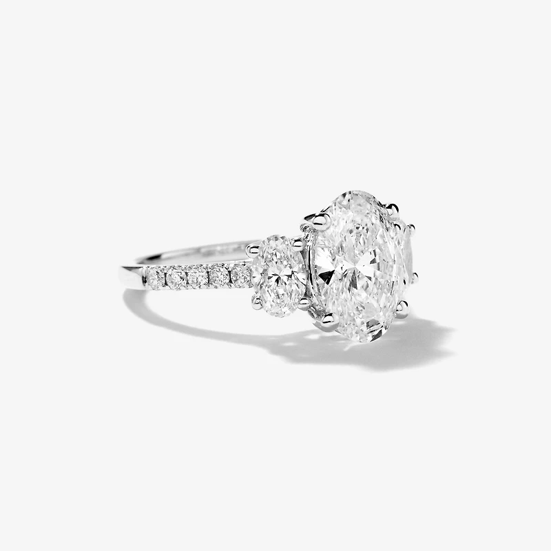 Lab Grown Oval Cut Diamond Engagement Ring 14K White Gold (2.85 ct