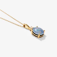Doublet Opal Necklace in 10K Yellow Gold