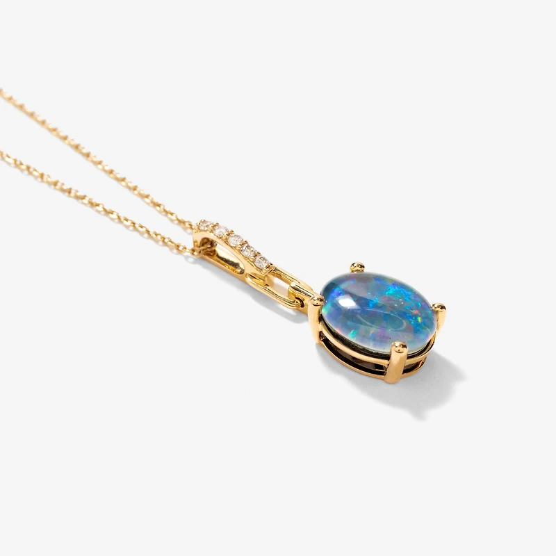 Doublet Opal Necklace in 10K Yellow Gold
