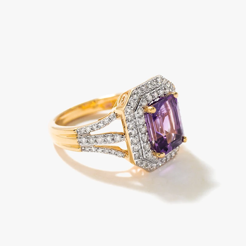 Amethyst Ring 10K Yellow Gold