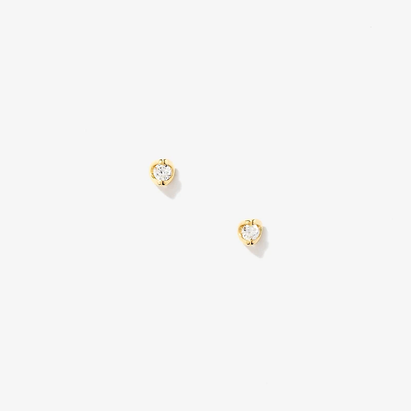 Tension Set Solitaire Lab Grown Diamond Stud Earrings in 14K Yellow Go