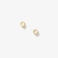 Crescent Set Lab Grown Diamond Stud Earrings in 14K Yellow Gold (0.30c