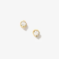 Crescent Set Lab Grown Diamond Stud Earrings in 14K Yellow Gold (0.75