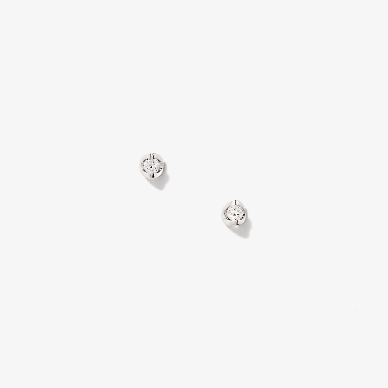 Tension Set Solitaire Lab Grown Diamond Stud Earrings in 14K White Gol