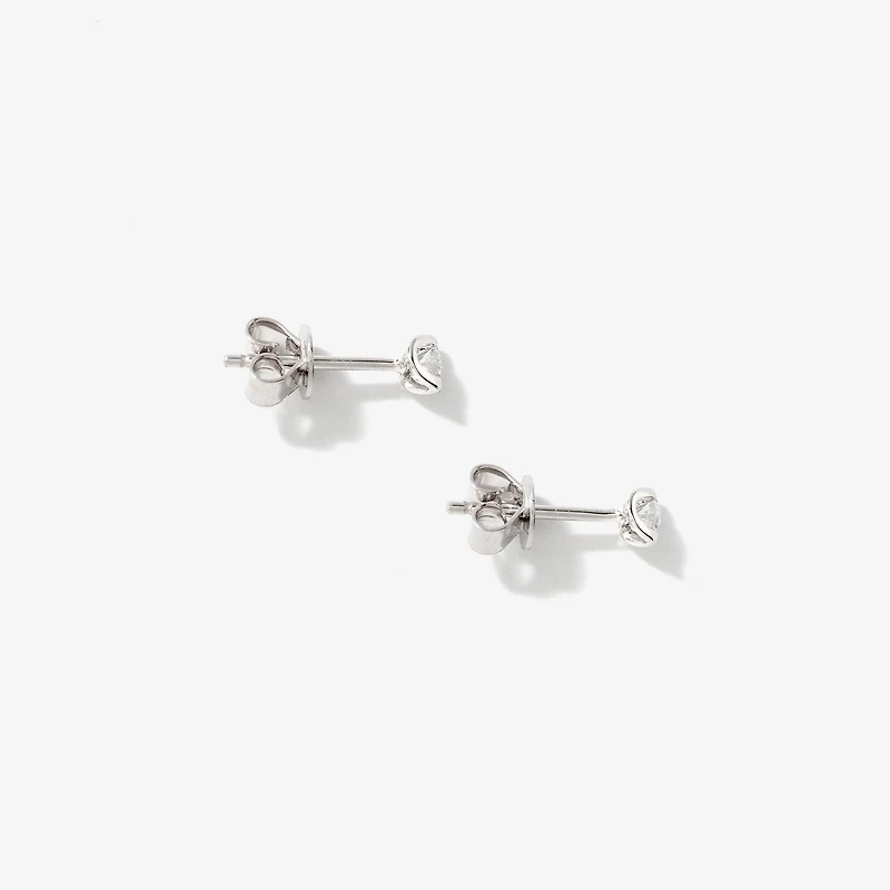 Tension Set Solitaire Lab Grown Diamond Stud Earrings in 14K White Gol