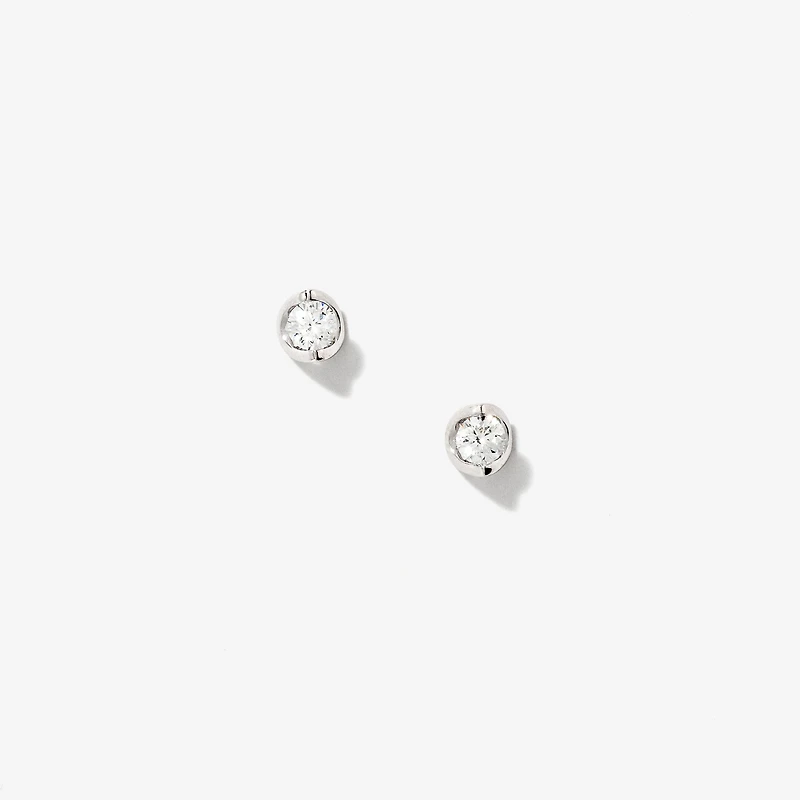Crescent Set Lab Grown Diamond Stud Earrings in 14K White Gold (0.30ct