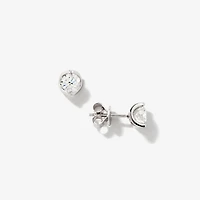 Crescent Set Lab Grown Diamond Stud Earrings in 14K White Gold (1.00 c